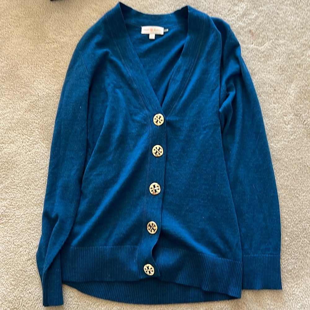 Tory Burch Teal Cardigan